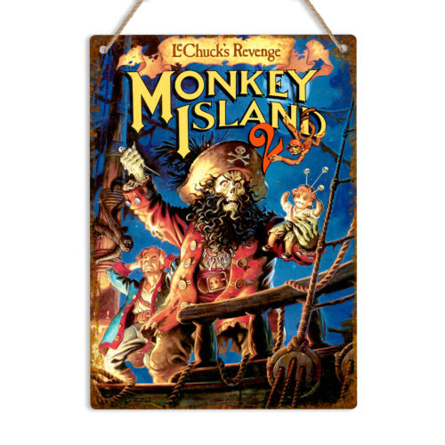 Retro Gaming Island - MONKEY ISLAND 2 لافتة جدارية معدنية