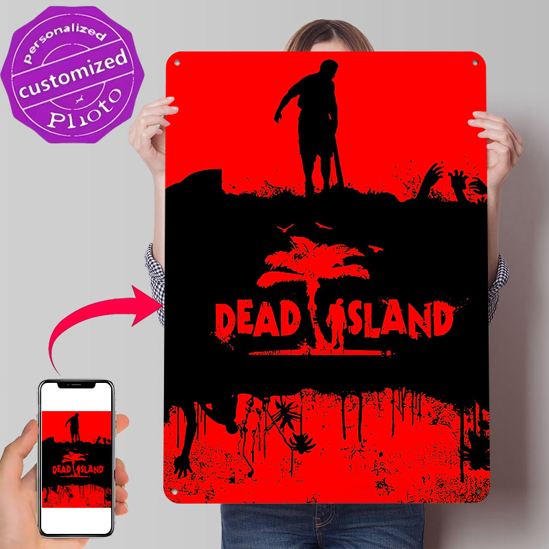Retro Gaming Island - لوحة معدنية ثلاثية الأبعاد مخصصة بتصميم