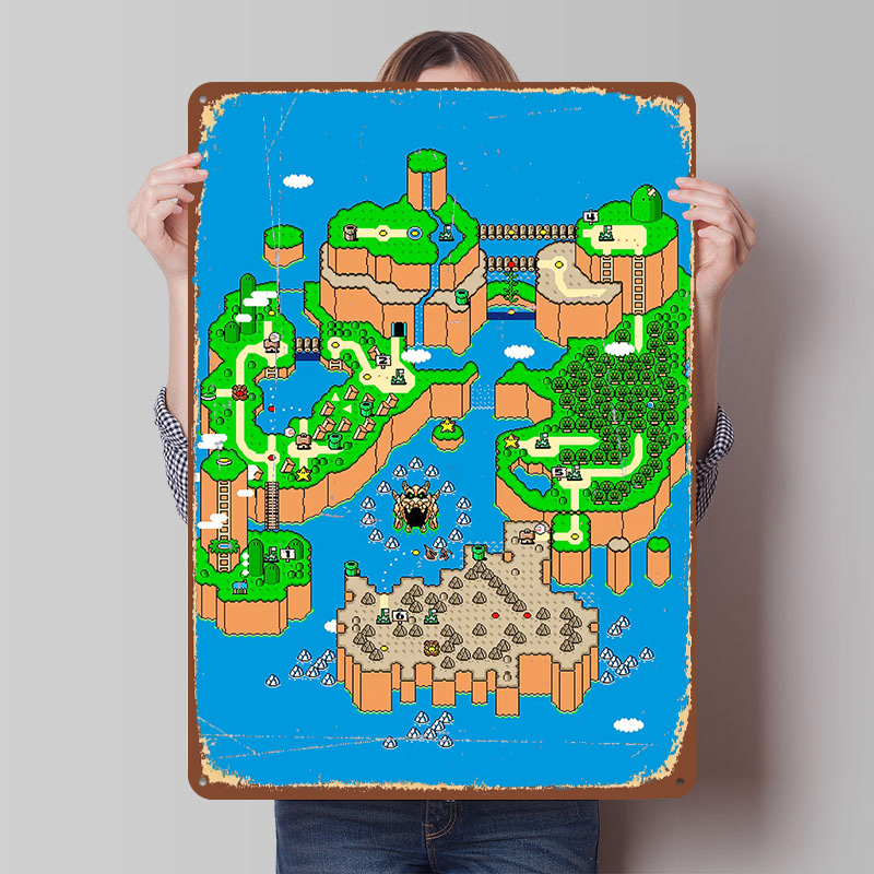 Retro Gaming Island - لافتة معدنية مخصصة بتصميم ديناصور لاند،