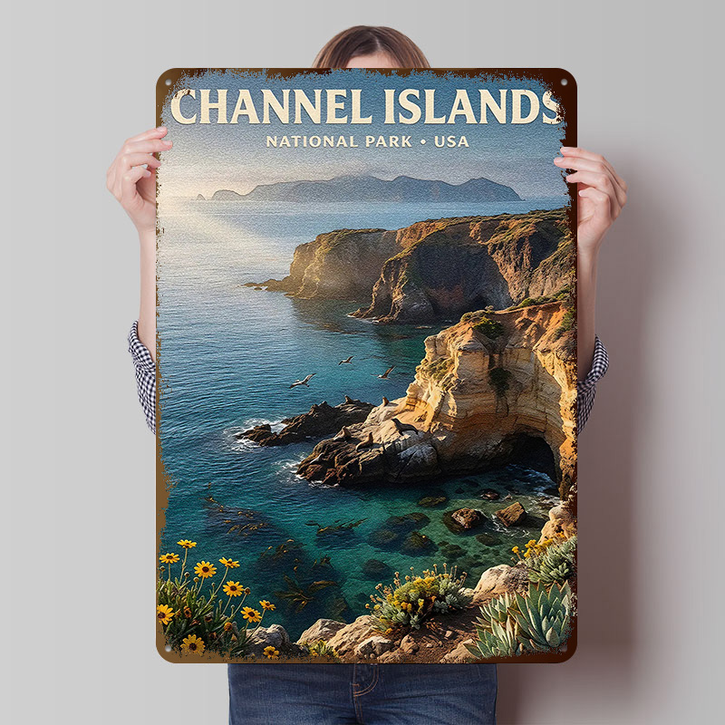 Retro Gaming Island - لافتة معدنية مخصصة بتصميم حديقة جزر